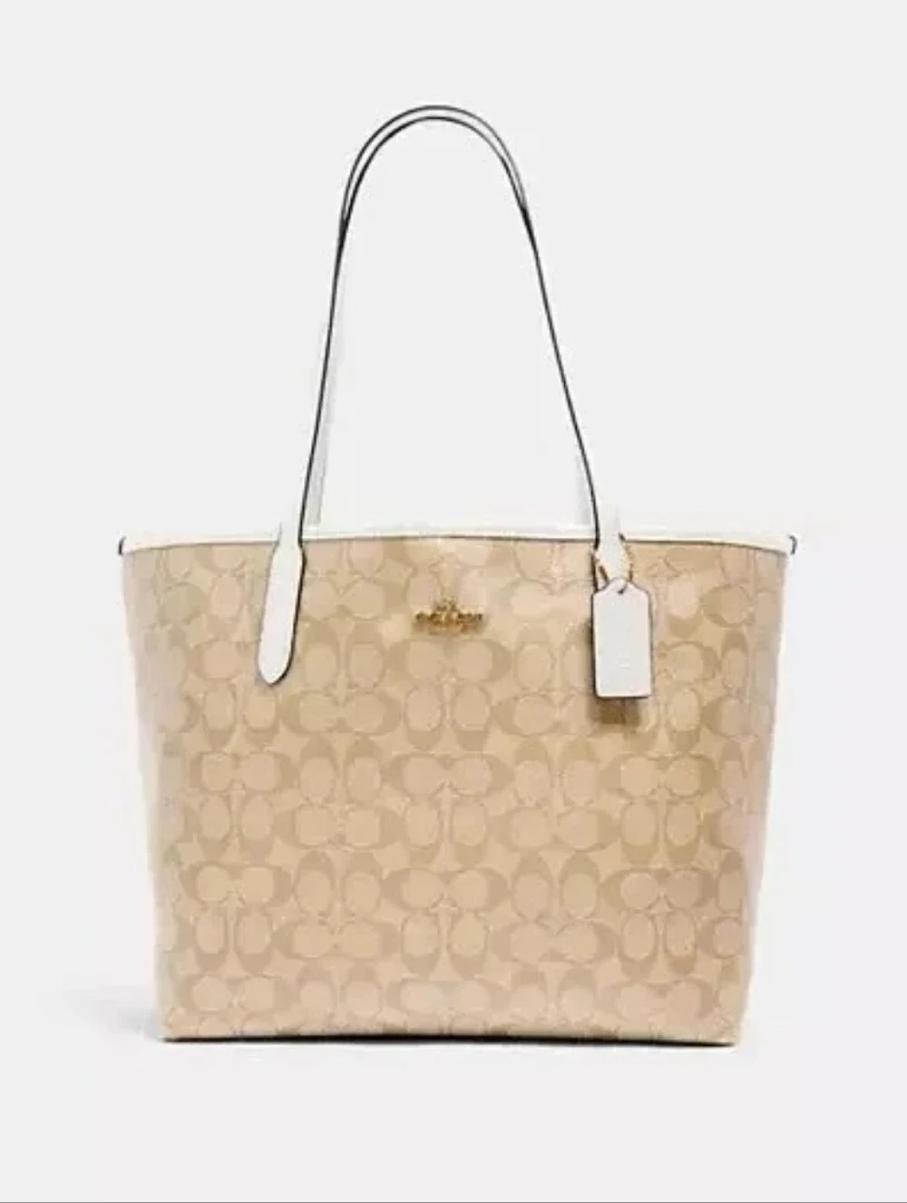 NWT Coach City Tote In Signature Canvas 5696 Light khaki/Chalk